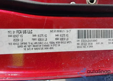 2018 Dodge Charger Gt Awd из США, поврежденный, VIN 2C3CDXJG4JH140043